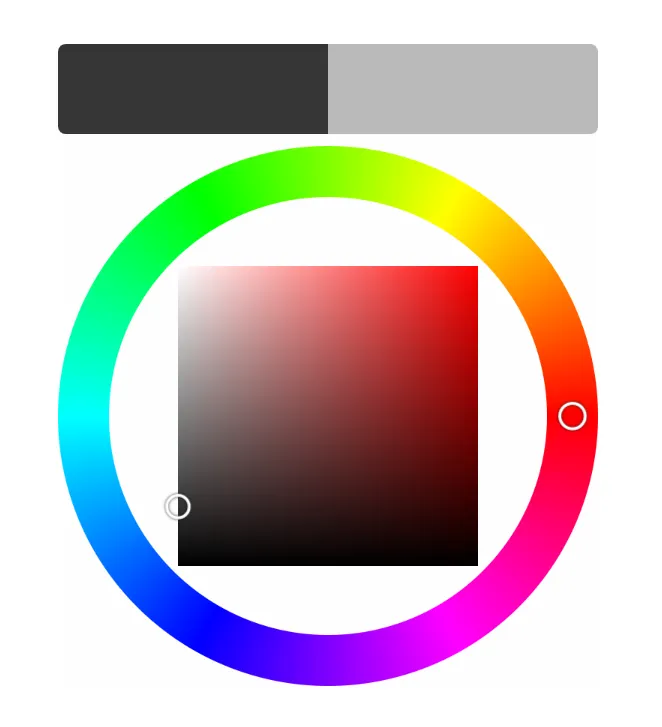 Blask color wheel with saturation and brightness square